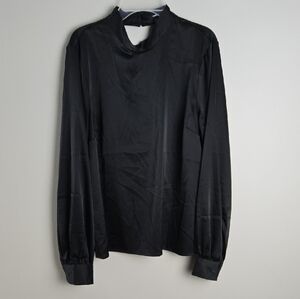 Express‎ Black Blouse Classic Long-Sleeve Top